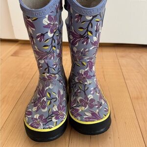 Bogs Purple and Yellow Floral Rain Boots